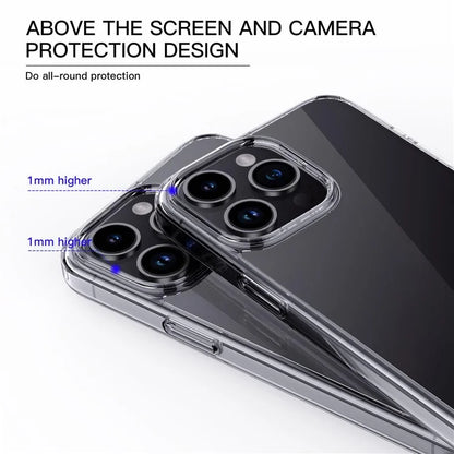 For iPhone 15 Pro Max Cell Phone Cases Crystal Clear TPU+PC Back Cover