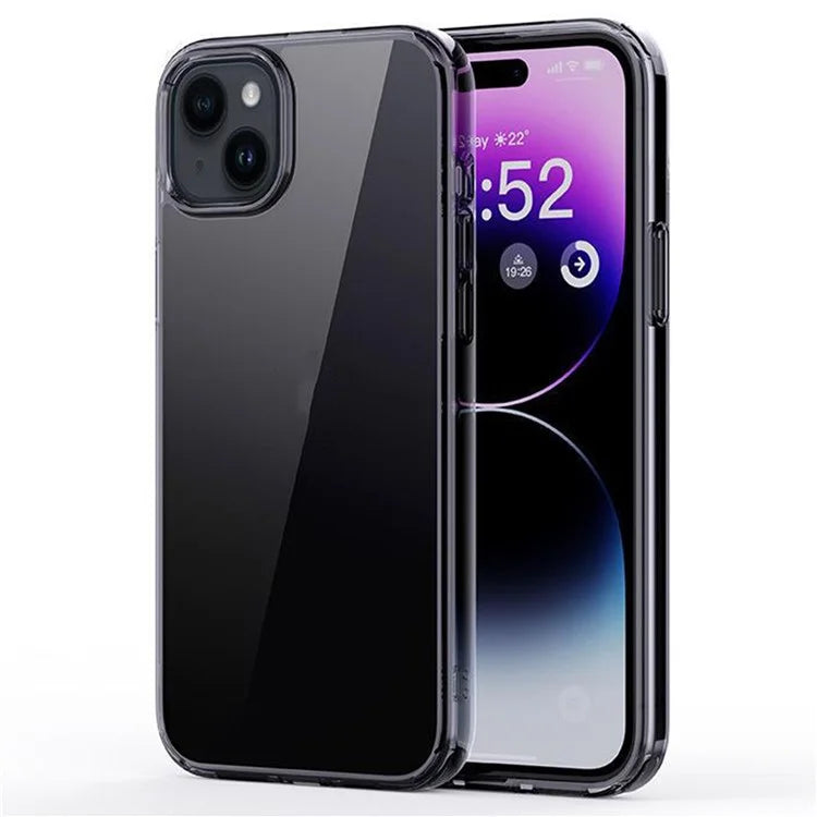 For iPhone 15 Cell Phone Cases Crystal Clear Drop Proof TPU+PC Back Cover Black