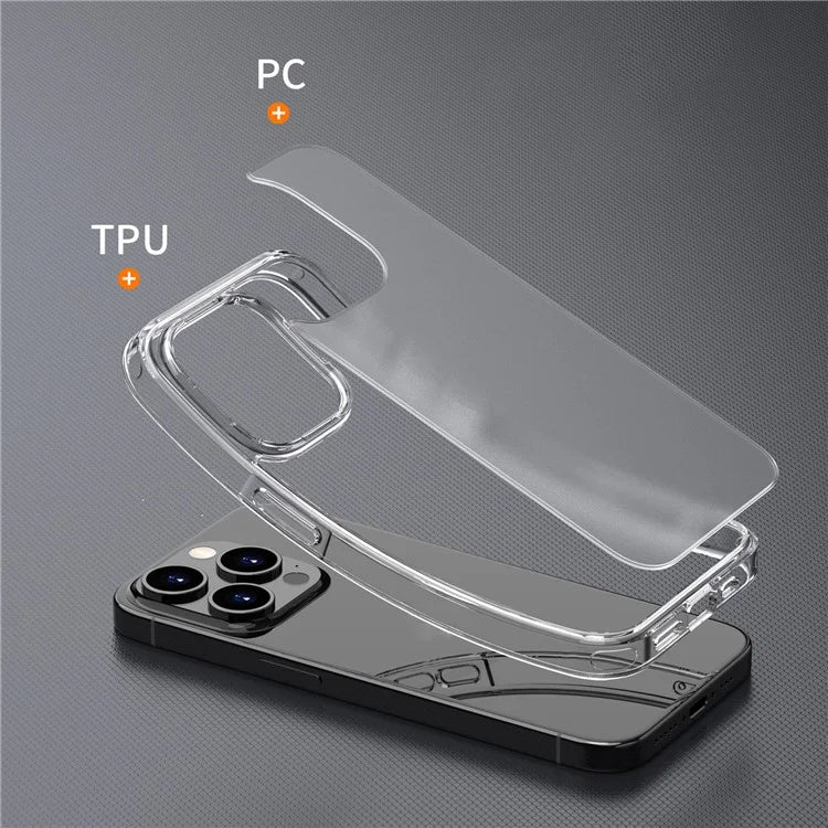 For iPhone 15 Pro Max TPU+PC Phone Case Anti-slip Matte Cover Black