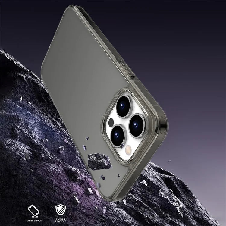 For iPhone 15 Pro Max TPU+PC Phone Case Anti-slip Matte Cover Black