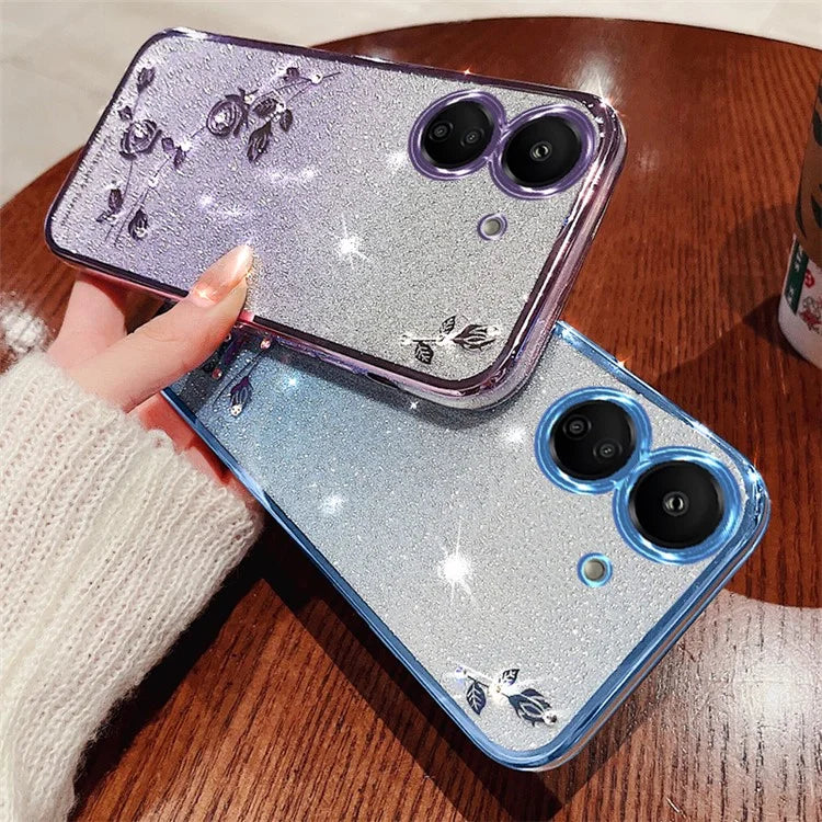 KADEM For Xiaomi Redmi 13C 4G / Poco C65 4G Case Flower Pattern Cell Phone TPU Gradient Back Cover