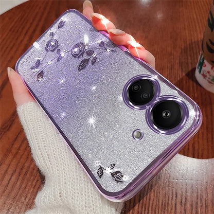 KADEM For Xiaomi Redmi 13C 4G / Poco C65 4G Case Flower Pattern Cell Phone TPU Gradient Back Cover