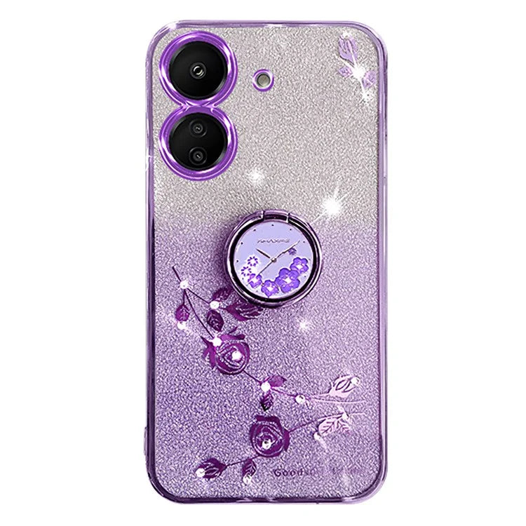 KADEM For Xiaomi Redmi 13C 4G / Poco C65 4G Cover Flower Pattern Kickstand TPU Cell Phone Cases