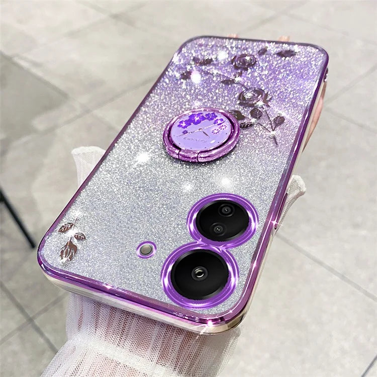 KADEM For Xiaomi Redmi 13C 4G / Poco C65 4G Cover Flower Pattern Kickstand TPU Cell Phone Cases