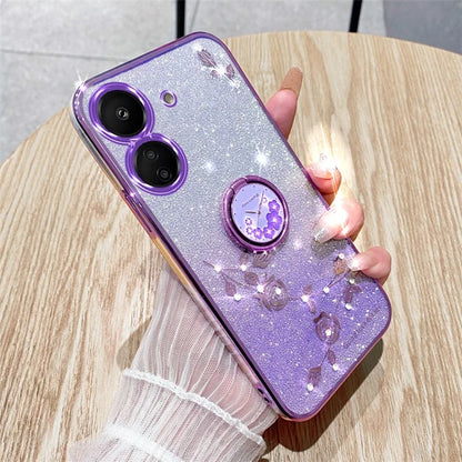 KADEM For Xiaomi Redmi 13C 4G / Poco C65 4G Cover Flower Pattern Kickstand TPU Cell Phone Cases