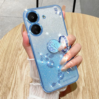 KADEM For Xiaomi Redmi 13C 4G / Poco C65 4G Cover Flower Pattern Kickstand TPU Cell Phone Cases