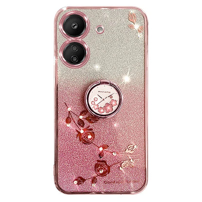 KADEM For Xiaomi Redmi 13C 4G / Poco C65 4G Cover Flower Pattern Kickstand TPU Cell Phone Cases