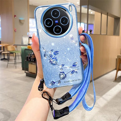 KADEM For vivo X100 5G Cover Rhinestone Decor TPU Cell Phone Case with Strap