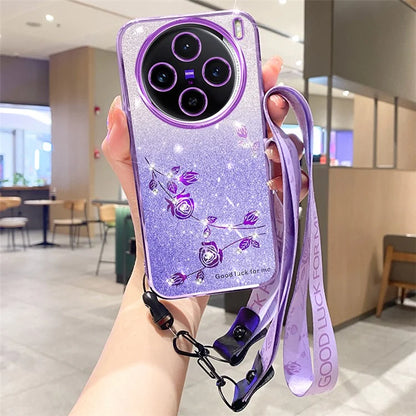 KADEM For vivo X100 5G Cover Rhinestone Decor TPU Cell Phone Case with Strap
