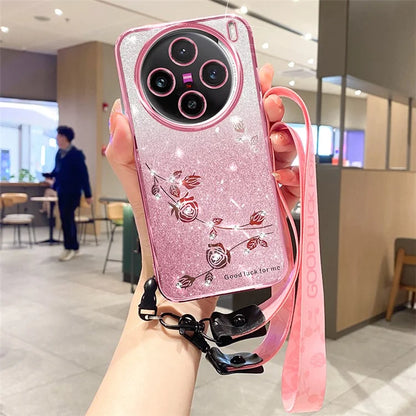 KADEM For vivo X100 5G Cover Rhinestone Decor TPU Cell Phone Case with Strap