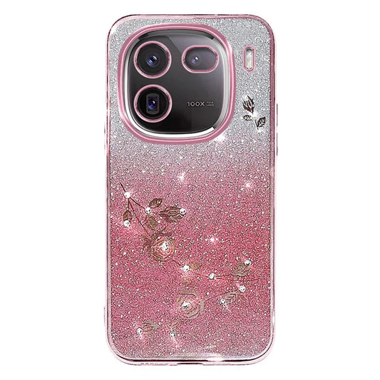 KADEM For vivo iQOO 12 5G Cell Phone Case Rhinestone Decor Gradient TPU Cover