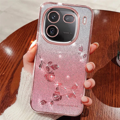 KADEM For vivo iQOO 12 5G Cell Phone Case Rhinestone Decor Gradient TPU Cover