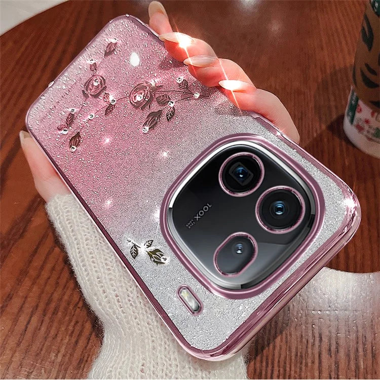 KADEM For vivo iQOO 12 5G Cell Phone Case Rhinestone Decor Gradient TPU Cover
