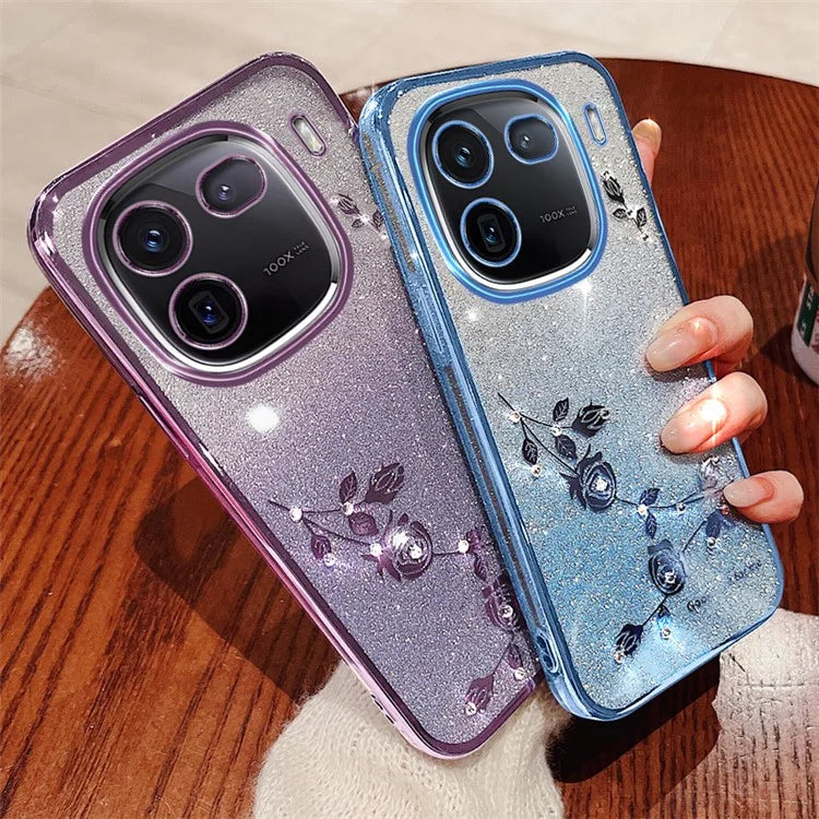 KADEM For vivo iQOO 12 5G Cell Phone Case Rhinestone Decor Gradient TPU Cover