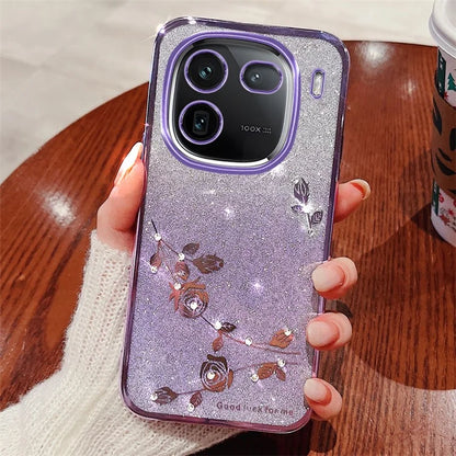 KADEM For vivo iQOO 12 5G Cell Phone Case Rhinestone Decor Gradient TPU Cover