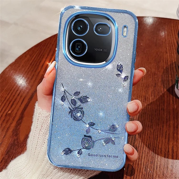 KADEM For vivo iQOO 12 5G Cell Phone Case Rhinestone Decor Gradient TPU Cover