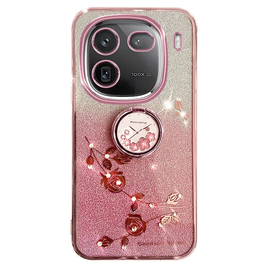 KADEM For vivo iQOO 12 5G Cell Phone Cases with Kickstand Gradient Flower Pattern TPU Cover