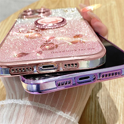 KADEM For vivo iQOO 12 5G Cell Phone Cases with Kickstand Gradient Flower Pattern TPU Cover