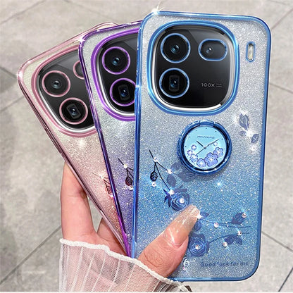 KADEM For vivo iQOO 12 5G Cell Phone Cases with Kickstand Gradient Flower Pattern TPU Cover