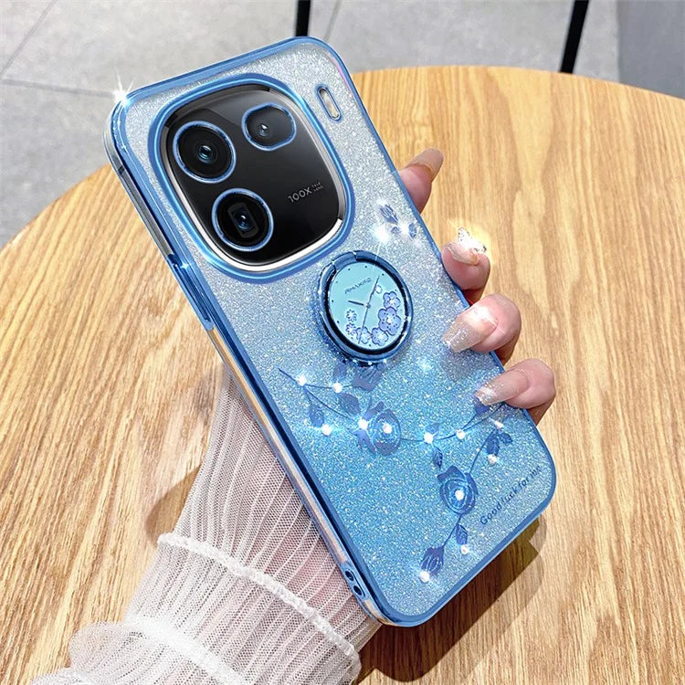 KADEM For vivo iQOO 12 5G Cell Phone Cases with Kickstand Gradient Flower Pattern TPU Cover