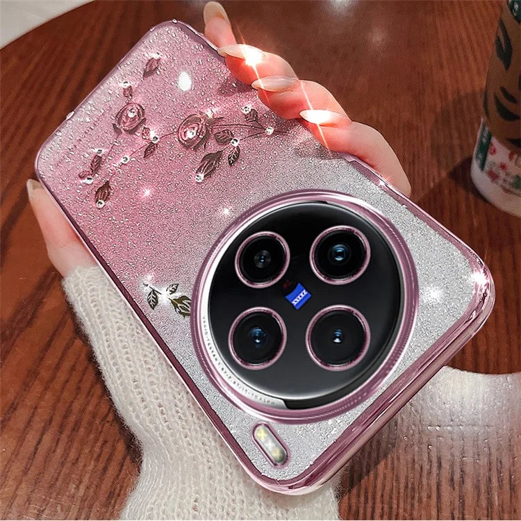 KADEM For vivo X100 5G Phone Case TPU Mobile Phone Shell Cover with Rhinestone Decor