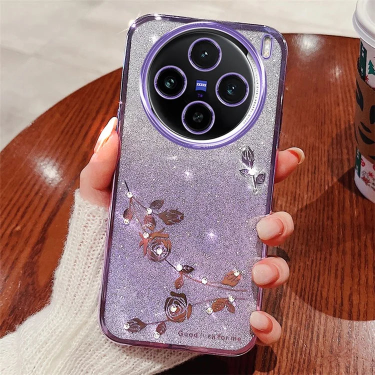 KADEM For vivo X100 5G Phone Case TPU Mobile Phone Shell Cover with Rhinestone Decor