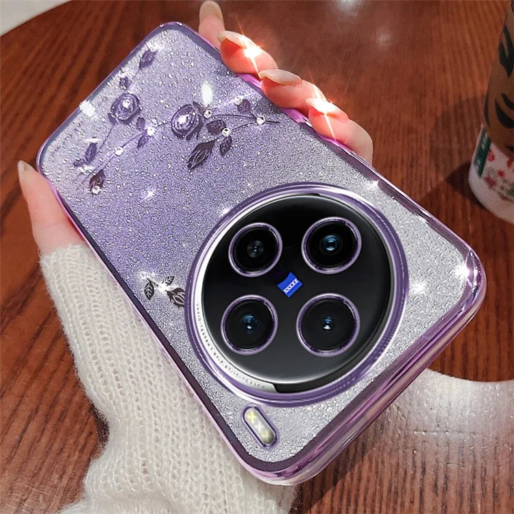 KADEM For vivo X100 5G Phone Case TPU Mobile Phone Shell Cover with Rhinestone Decor