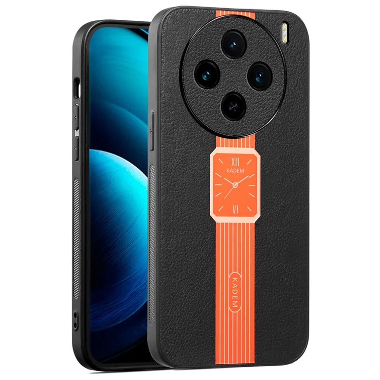 KADEM For vivo X100 5G Case Leather+Acrylic+TPU Electroplating Cell Phone Cover