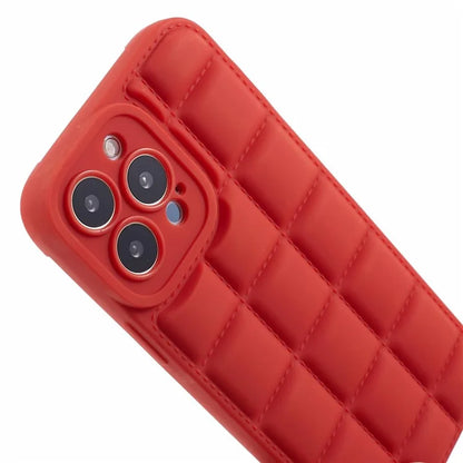 For iPhone 14 Pro Max Case Anti-drop Grid Down Jacket Texture TPU Phone Cover