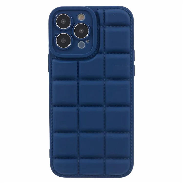 For iPhone 14 Pro Max Case Anti-drop Grid Down Jacket Texture TPU Phone Cover