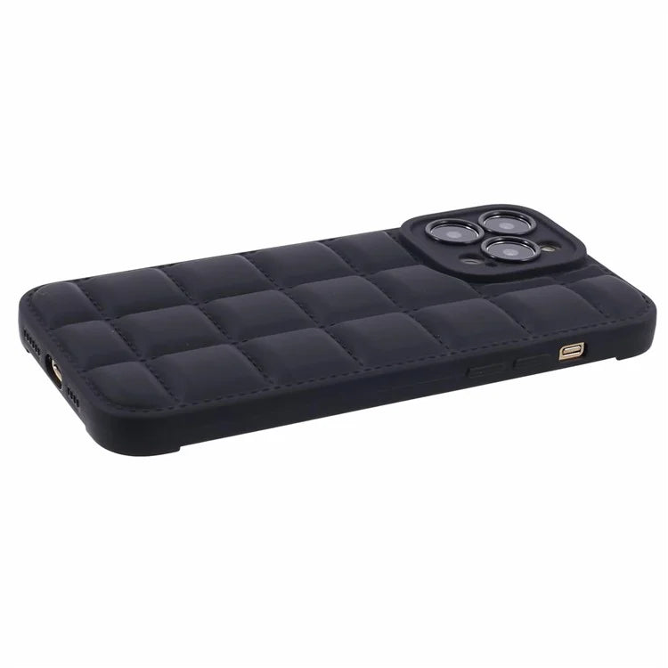 For iPhone 13 Pro Max Case Shock-Absorbed Grid Down Jacket Texture TPU Cell Phone Cover