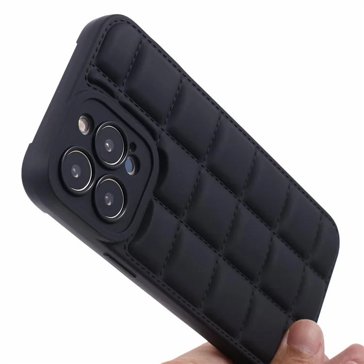 For iPhone 13 Pro Max Case Shock-Absorbed Grid Down Jacket Texture TPU Cell Phone Cover