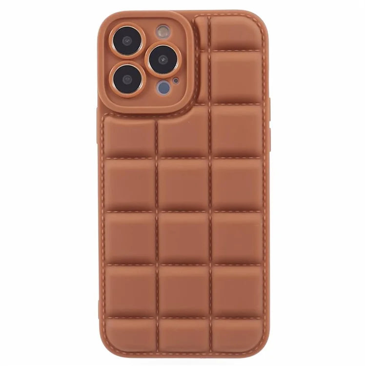 For iPhone 13 Pro Max Case Shock-Absorbed Grid Down Jacket Texture TPU Cell Phone Cover