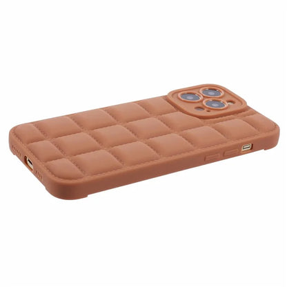 For iPhone 13 Pro Max Case Shock-Absorbed Grid Down Jacket Texture TPU Cell Phone Cover