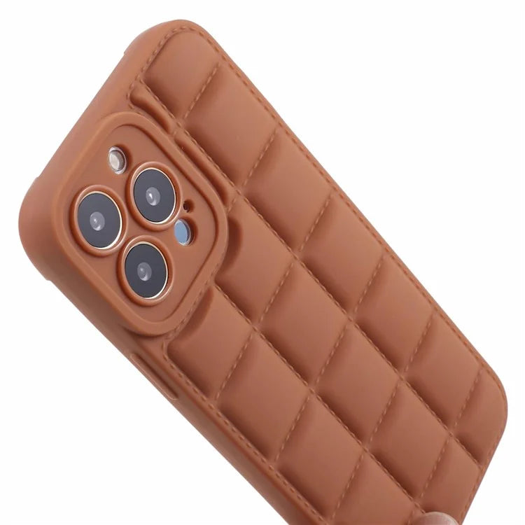 For iPhone 13 Pro Max Case Shock-Absorbed Grid Down Jacket Texture TPU Cell Phone Cover