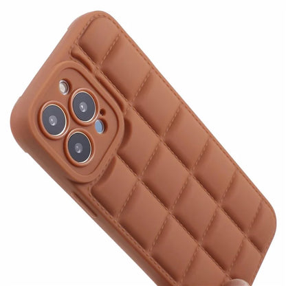 For iPhone 13 Pro Max Case Shock-Absorbed Grid Down Jacket Texture TPU Cell Phone Cover