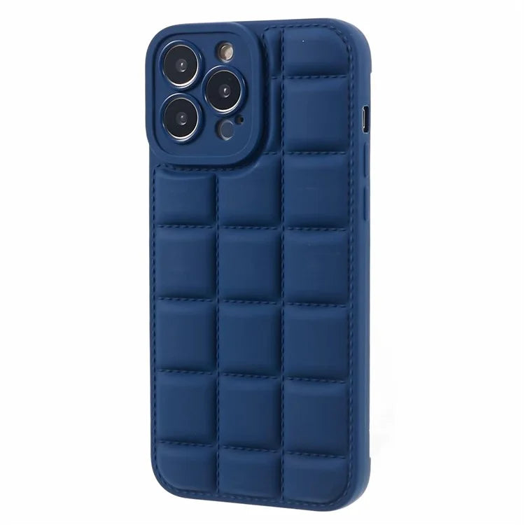 For iPhone 13 Pro Max Case Shock-Absorbed Grid Down Jacket Texture TPU Cell Phone Cover