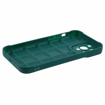 For iPhone 13 Pro Max Case Shock-Absorbed Grid Down Jacket Texture TPU Cell Phone Coverish Green