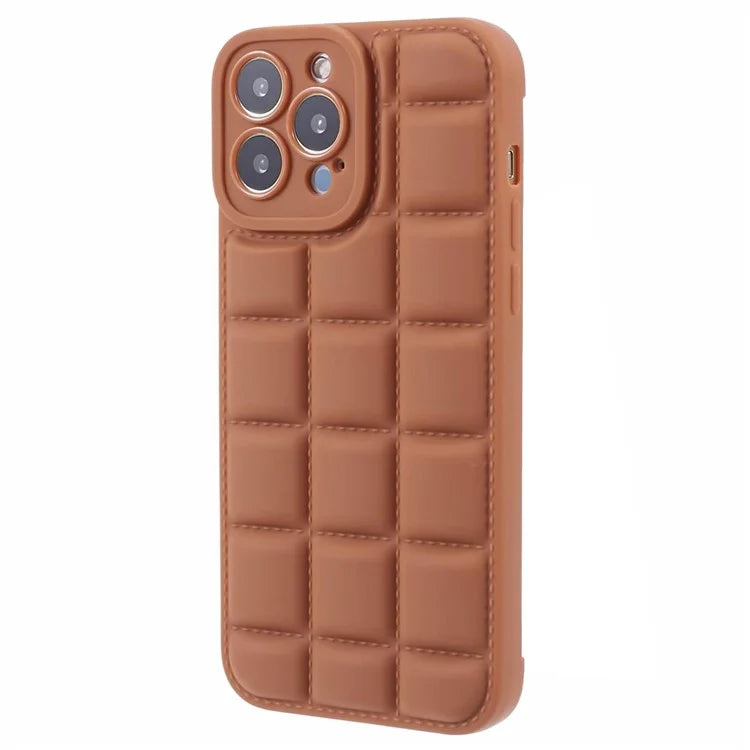 For iPhone 14 Pro Case TPU Phone Cover Anti-drop Grid Down Jacket Texture Phone Shell