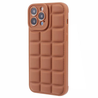 For iPhone 14 Pro Case TPU Phone Cover Anti-drop Grid Down Jacket Texture Phone Shell