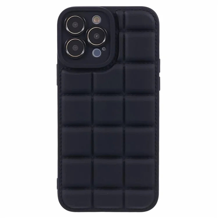 For iPhone 14 Pro Case TPU Phone Cover Anti-drop Grid Down Jacket Texture Phone Shell