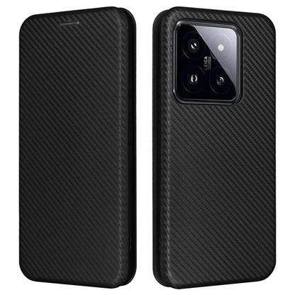 For Xiaomi 14 Leather Case Card Holder Carbon Fiber Texture Phone Cover