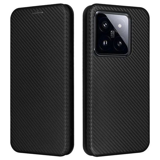 For Xiaomi 14 Leather Case Card Holder Carbon Fiber Texture Phone Cover