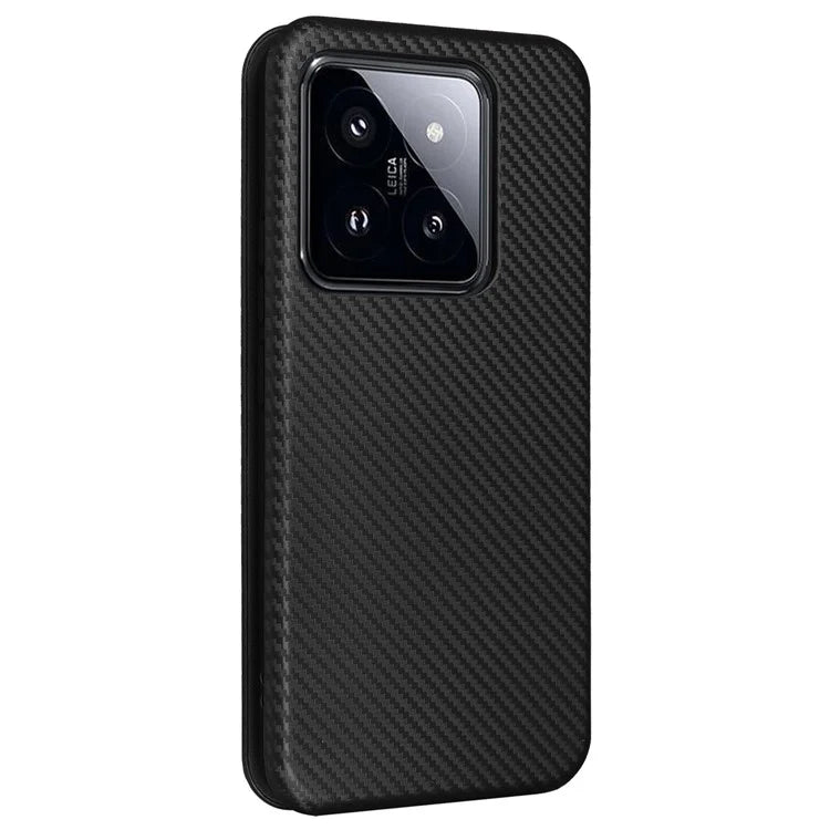 For Xiaomi 14 Leather Case Card Holder Carbon Fiber Texture Phone Cover