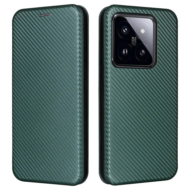 For Xiaomi 14 Leather Case Card Holder Carbon Fiber Texture Phone Cover