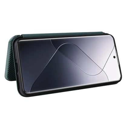 For Xiaomi 14 Leather Case Card Holder Carbon Fiber Texture Phone Cover