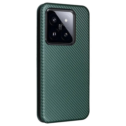 For Xiaomi 14 Leather Case Card Holder Carbon Fiber Texture Phone Cover
