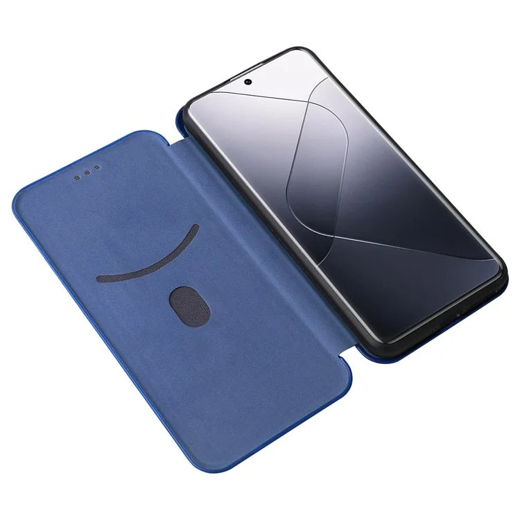 For Xiaomi 14 Leather Case Card Holder Carbon Fiber Texture Phone Cover