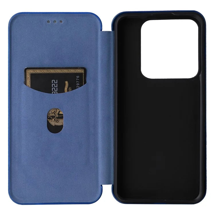 For Xiaomi 14 Leather Case Card Holder Carbon Fiber Texture Phone Cover