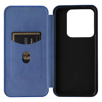 For Xiaomi 14 Leather Case Card Holder Carbon Fiber Texture Phone Cover